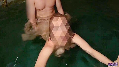Sex In The Swimming Pool By Night! Big Tits & Romantic Lilykoti